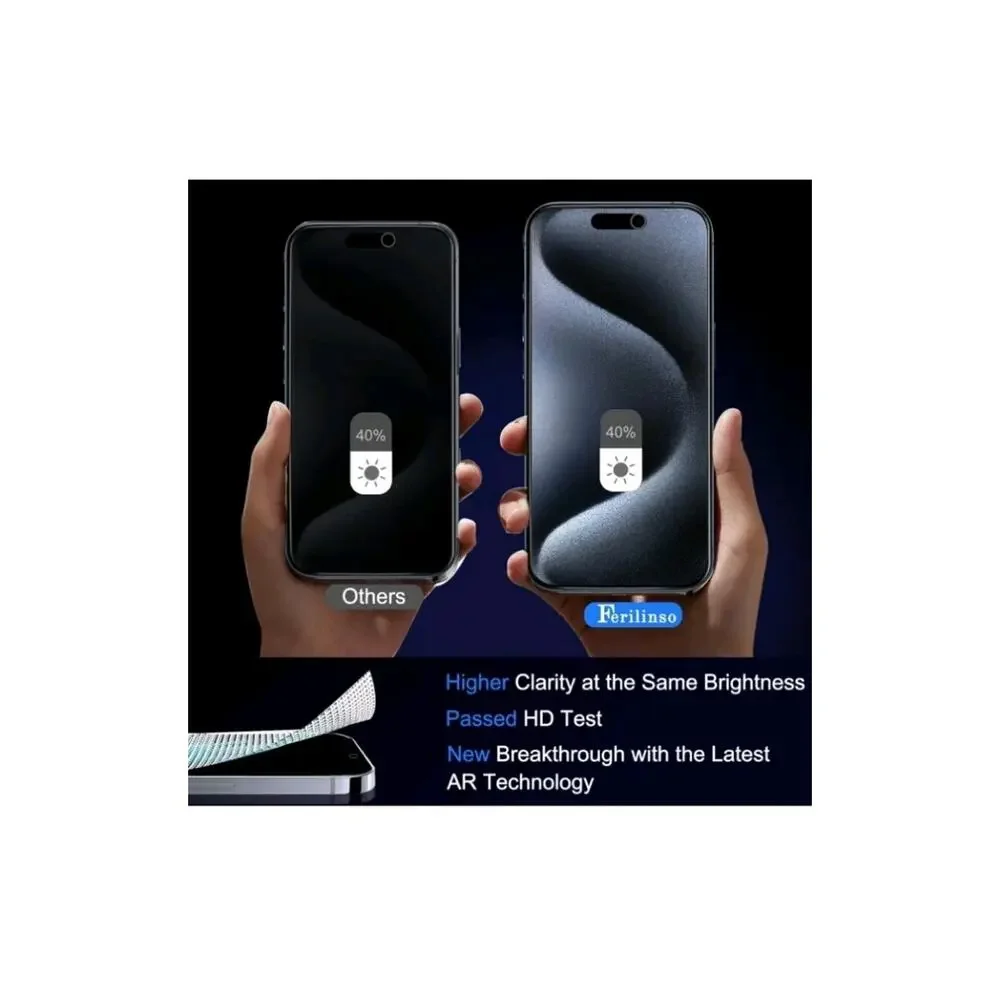 Ferilinso Tempered Glass Screen Protector Apple iPhone 15 Pro (3 Pack)